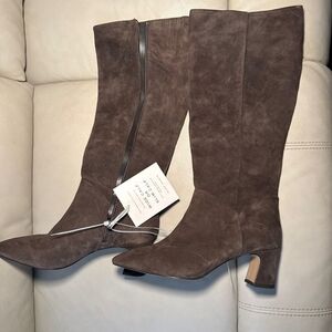 Alex Marie Dark Brown Suede Heeled Boots